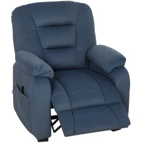 Sillón Relax Reclinable Eléctrico, Sillón Reclinable Silencioso con Función Memoria, Reposapiés, Mando a Distancia, Bolsillos Laterales, Puerto USB, Tela Terciopelo para Dormitorio, Salón, Azul
