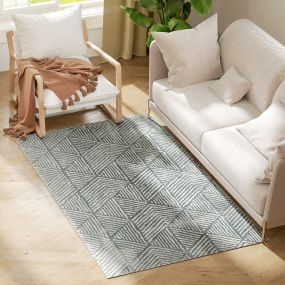 Alfombra lavable de pelo corto 170x120 cm con líneas gris oscuro para salón dormitorio y comedor
