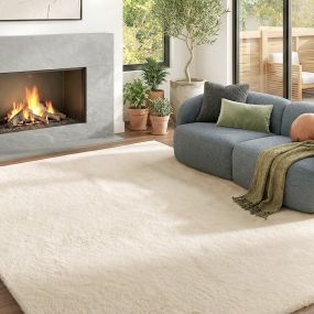 Alfombra lavable 160x230 cm pelo largo suave estilo moderno blanco crema