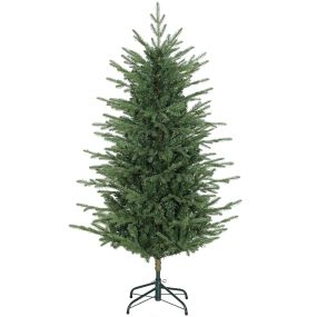 Árbol de Navidad artificial 150 cm con 1186 ramas densas y soporte metálico plegable verde