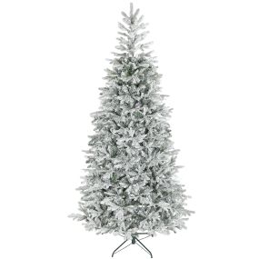 Árbol de Navidad artificial nevado Ø119x210 cm con 1154 ramas articuladas y base plegable