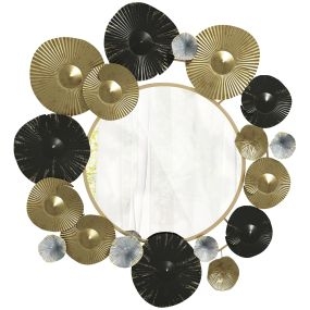 Espejo decorativo de pared metálico dorado y negro 84x84 cm para salón dormitorio y pasillo