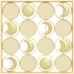 Decoración de pared de metal fases lunares dorado con 16 discos para salón dormitorio y pasillo