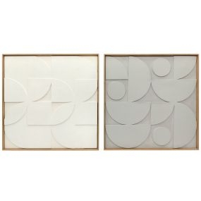 Decoración de pared de madera 3D, juego de 2 piezas, 80 cm, blanco, patrón geométrico hueco