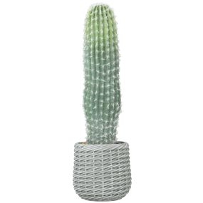 Cactus artificial 66 cm con maceta verde para decoración interior, hogar y oficina