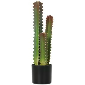 Cactus artificial 66 cm con maceta y 3 hojas verde para interior hogar oficina salón