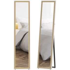 Espejo de pie cuerpo entero 157x37 cm con marco bicolor blanco y natural claro