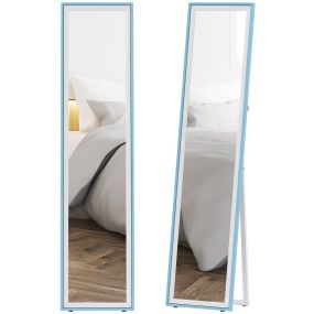 Espejo de pie cuerpo entero 157x37 cm con marco bicolor blanco y azul