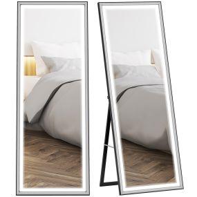 Espejo de pie cuerpo entero con luces 165x60 cm 3 temperaturas de color brillo ajustable blanco y negro