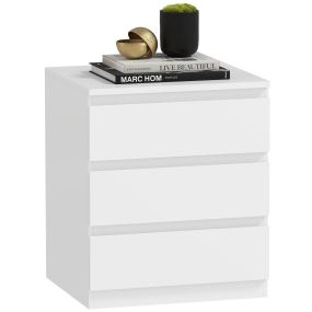 Cómoda de 3 cajones con cierre suave blanca 45x40x52,8 cm para dormitorio, salón u oficina