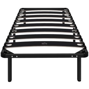 Somier de acero negro 90x190 cm, altura 26 cm, carga 300 kg, con almacenamiento debajo