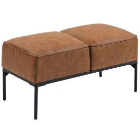 Taburete pie de cama moderno acolchado de cuero sintético marrón 80x40x46 cm 120 kg
