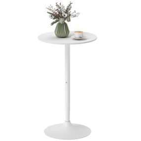 Mesa de bar redonda Ø60x102 cm con encimera laminada y marco de acero blanco para 2 personas