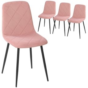 Juego de 4 Sillas de Comedor Modernas Sillas de Cocina Tapizadas en Terciopelo con Patas de Acero para Salón 45x54x87 cm Rosa