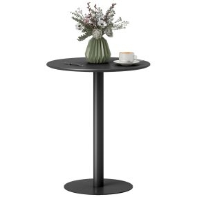 Mesa de Comedor Redonda para 2 Personas Mesa de Cocina de Acero para Interior y Exterior Ø60x72 cm Negro