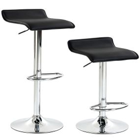 Juego de 2 Taburetes de Bar Giratorios, Taburetes Altos de Cocina con Altura Ajustable 62-83 cm, Sillas Altas de Cocina, Respaldo y Reposapiés, Marco de Acero, Negro