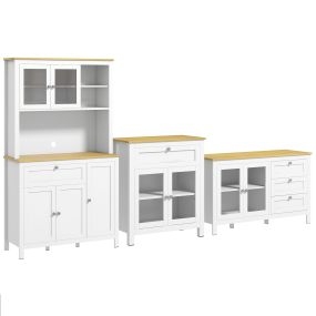 Conjunto de 3 armarios de cocina modernos blanco 100x40x180 cm 80x40x90 cm 120x40x70 cm