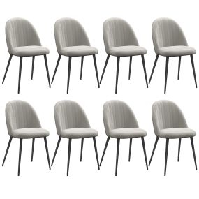 Pack de 8 Sillas de Comedor Modernas, Sillas de Cocina Tapizada en Terciopelo con Respaldo Curvo y Patas de Acero, para Salón, Gris