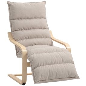 Sillón de Salón con Reposapiés Ajustable, Butaca de Salón Tapizada en Terciopelo, Marco de Madera, Sillón de Relax para Dormitorio, Oficina, Estudio, 67x93x105 cm, Marrón Claro