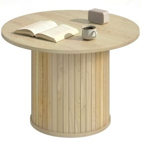 Mesa de centro redonda con base de listones, natural, Ø60x40 cm