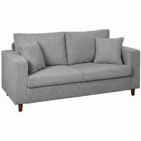 Sofá de 2 plazas tapizado en pana gris claro 170x80x82 cm con patas de madera para salón y dormitorio