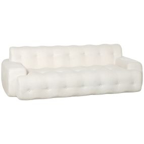 Sofá 3 Plazas 211 cm, Sofá de Salón de Chenilla sin Armazón, Asiento Profundo y Ancho, Acolchado Grueso, Reposabrazos Anchos, No Requiere Montaje, Crema