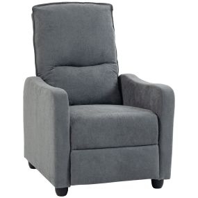 Sillón Relax Reclinable, Sillón Reclinable Manual hasta 155°, de Tejido Efecto Lino, Reposapiés, Muelles Ensacados y Acolchado Grueso, Montaje Fácil para Salón, Dormitorio, Oficina, Gris Oscuro