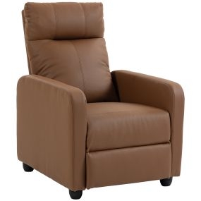 Sillón Relax Reclinable, Sillón Reclinable Manual hasta 155°, Tapizado en PU, Reposapiés, Respaldo Alto Grueso y Asiento Amplio para Salón, Oficina, Marrón Oscuro