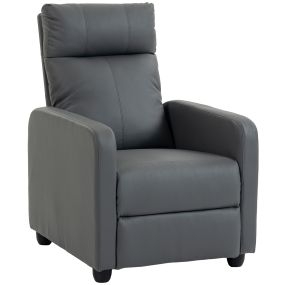 Sillón Relax Reclinable, Sillón Reclinable Manual hasta 155°, Tapizado en PU, Reposapiés, Respaldo Alto Grueso y Asiento Amplio para Salón, Oficina, Gris