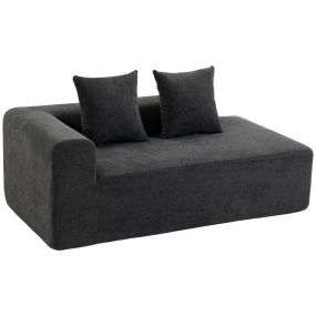 Sofá de 2 plazas de chenilla gris oscuro 171,5x91,5x83 cm con 2 almohadas y asiento con muelles
