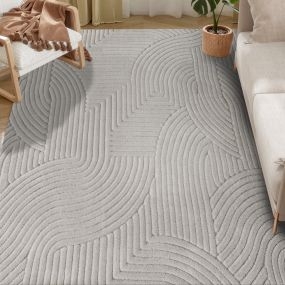 Alfombra Salón 230x160 cm Alfombra Pelo Corto Estilo Moderno Base Antideslizante Tejida a Máquina Tapete para Sala de Estar Dormitorio Comedor Gris