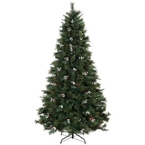 Árbol de Navidad 220 cm, Árbol de Navidad Artificial con 1116 Ramas y Base Metálica Plegable, Frondoso, Montaje Rápido, Sistema con Bisagras, Decoración Navideña para Salón, Interior, Verde