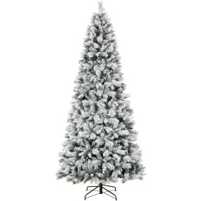 Árbol de Navidad 270 cm, Árbol de Navidad Artificial con 1507 Ramas y Base Metálica Plegable, Realista de Pino Completo, Montaje Rápido, Decoración Navideña para Salón, Interior, Blanco
