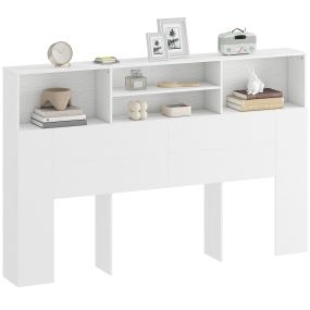 Cabecero de Cama 160 cm con Almacenaje, Cabezal de Cama con 4 Compartimentos Abiertos, Cabecero Moderno para Dormitorio, Blanco
