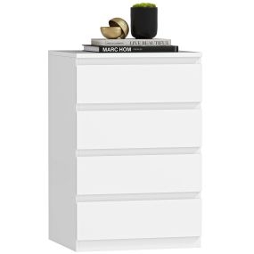 Cómoda de 4 cajones con cierre suave 45x40x68 cm blanco para dormitorio salón u oficina