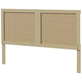 Cabecero de Cama de Ratán Bohemio 140 cm, Cabezal de Cama, Cabecero para Dormitorio, Roble