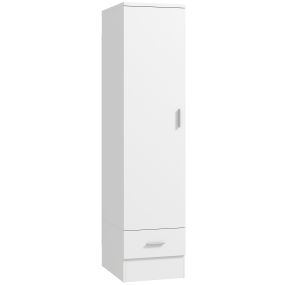 Armario ropero moderno blanco con barra para colgar, cajón y estante superior 40x52x170 cm