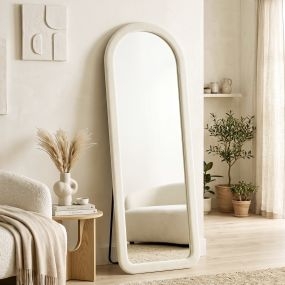 Espejo de cuerpo entero 160x60 cm de pie con marco arqueado aterciopelado para dormitorio salón y vestidor