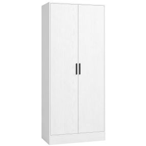 Armario ropero moderno con barra y estantes 70x37x164 cm blanco para dormitorio, salón y entrada
