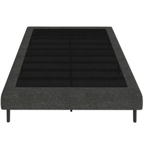 Cama Tapizada 144x195 cm con Funda de Chenilla, Marco de Cama Doble con Somier de Lamas de Madera, Patas de Acero, Diseño Moderno, Fácil Montaje, Carga 400 kg, Gris