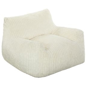 Sillón de Suelo con Respaldo y Reposabrazos, Sofá de Suelo de Pana Sin Estructura con Acolchado Grueso y Base Antideslizante, Sin Montaje, Sillón Lectura para Salón, Dormitorio, Blanco Crema