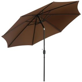 Sombrilla de jardín Ø300x250 cm con manivela, inclinación y poste desmontable de metal
