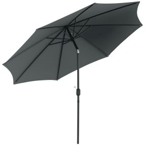 Sombrilla de jardín Ø300x250 cm con manivela, inclinación y poste desmontable gris oscuro