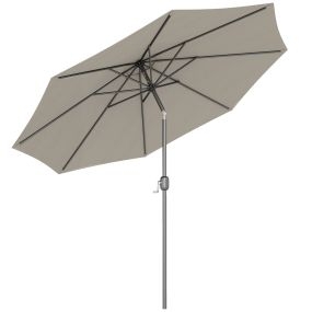 Sombrilla de jardín Ø300x250 cm con manivela, inclinación y poste desmontable, gris claro