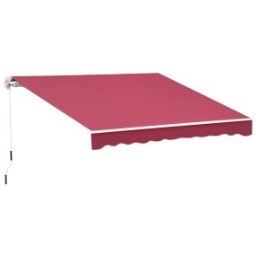 Toldo manual retráctil 395x245 cm para terraza, aluminio, rojo, anti-UV e impermeable