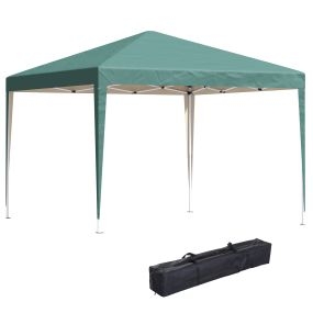 Carpa plegable gazebo 3x3 m con altura ajustable, toldo anti-UV y bolsa de transporte verde