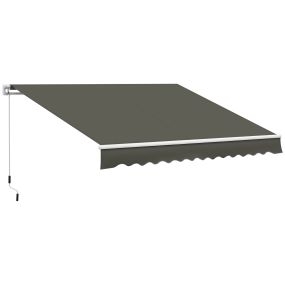 Toldo manual retráctil 350x250 cm para balcón con manivela de metal impermeable anti-UV gris