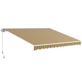 Toldo manual retráctil 350x250 cm para terraza, aluminio, gris y amarillo, anti-UV e impermeable