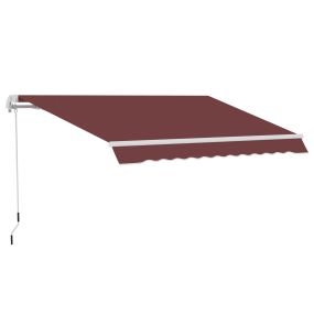 Toldo manual retráctil 350x250 cm de aluminio rojo vino con protección UV30+
