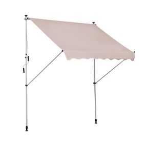 Toldo manual retráctil para balcón con altura ajustable y protección solar beige
